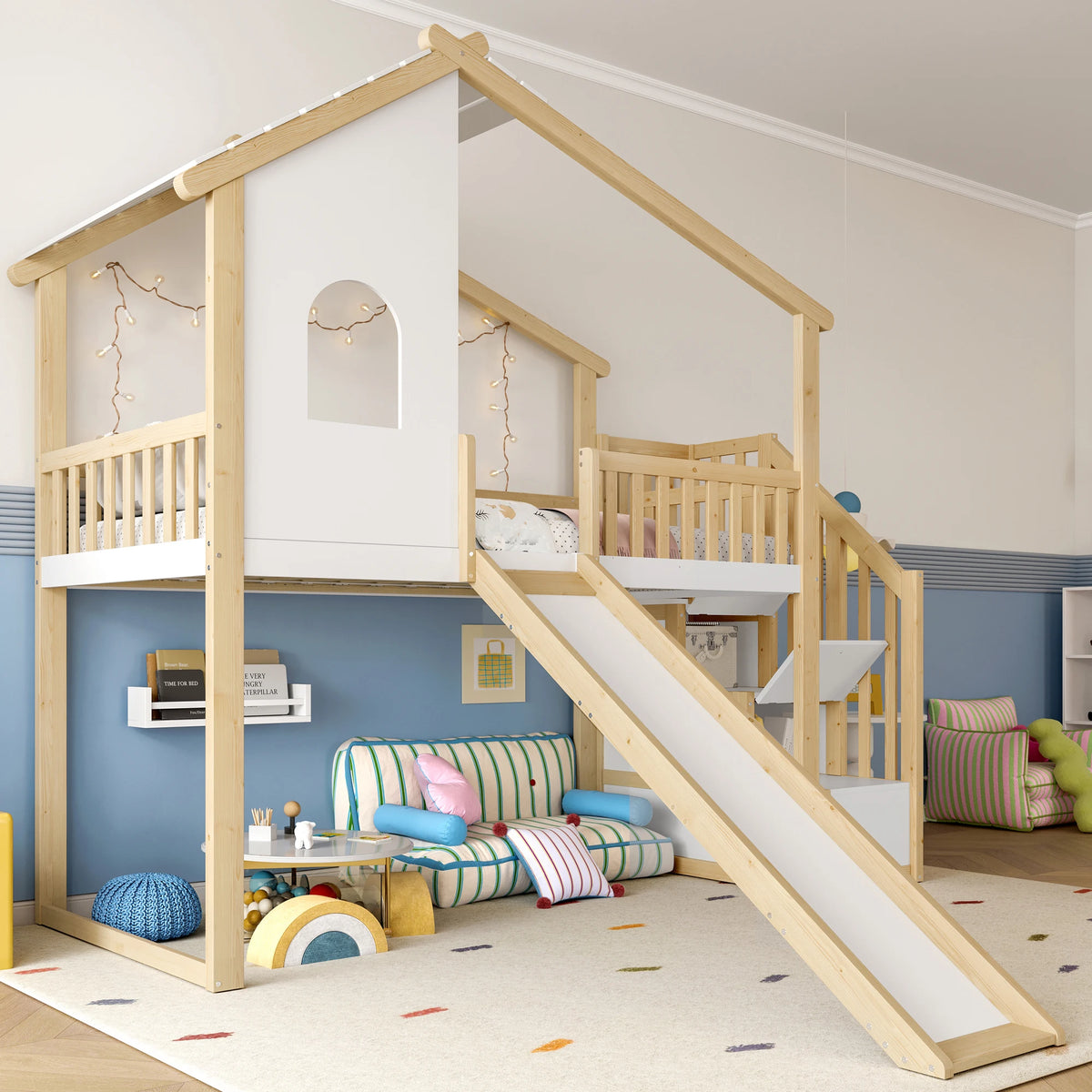 Lit Cabane Toboggan Et Escaliers - Léo