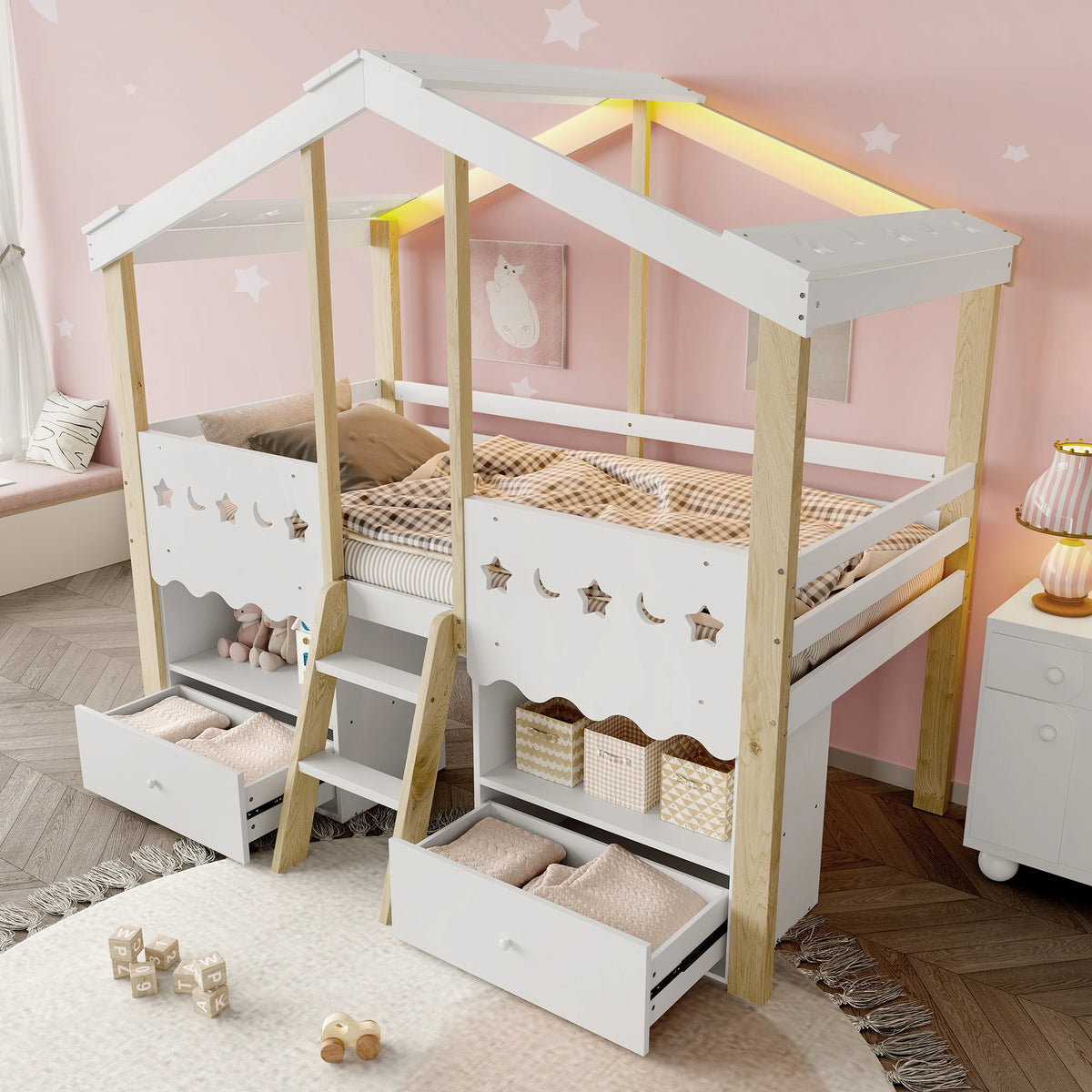 Lit Cabane Avec Rangements Intégrés - Agathe