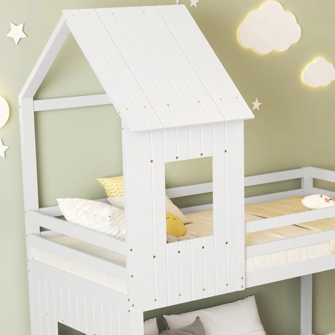 Lit cabane duo avec toboggan - Milo