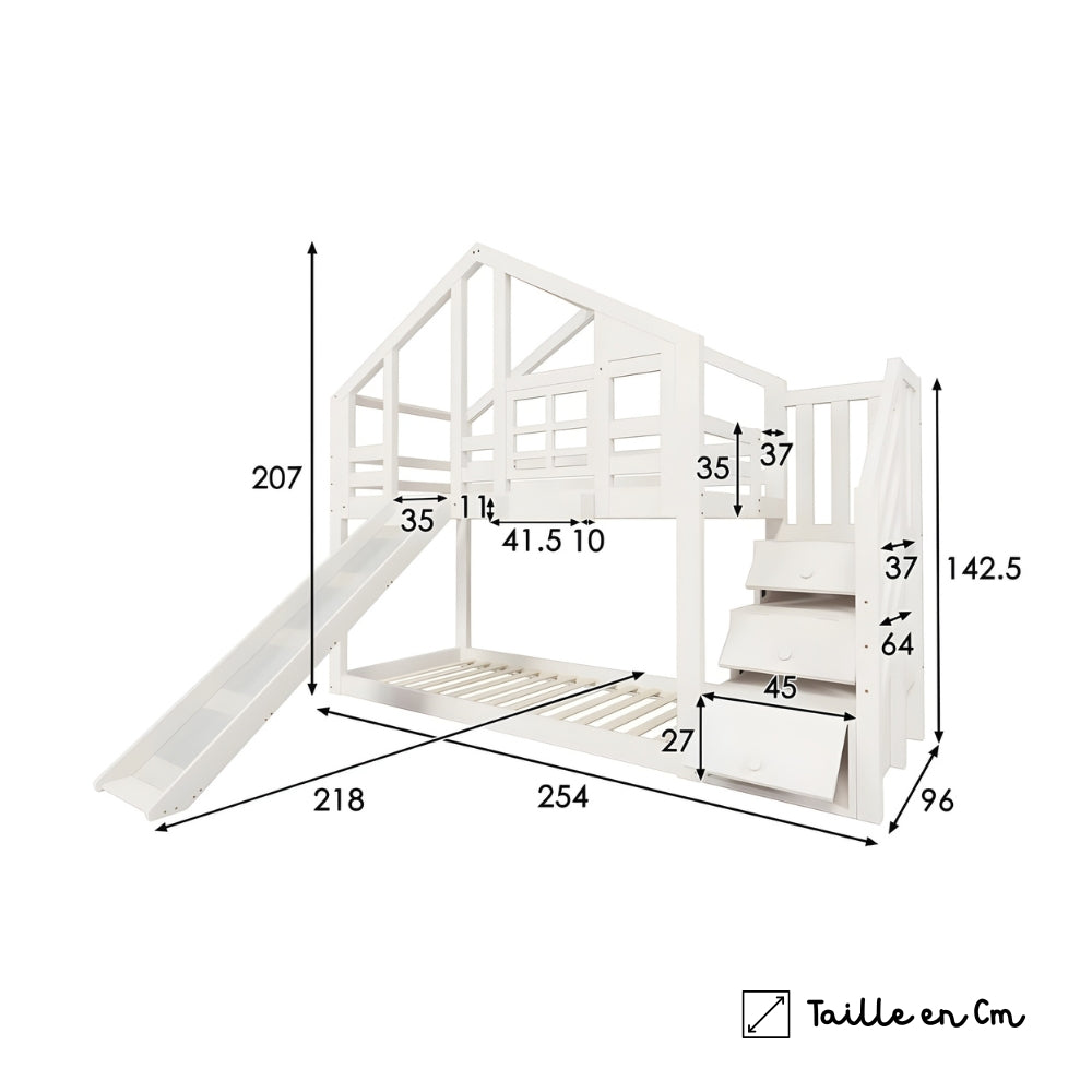 Lit Cabane Superposé Avec Toboggan - Capucine