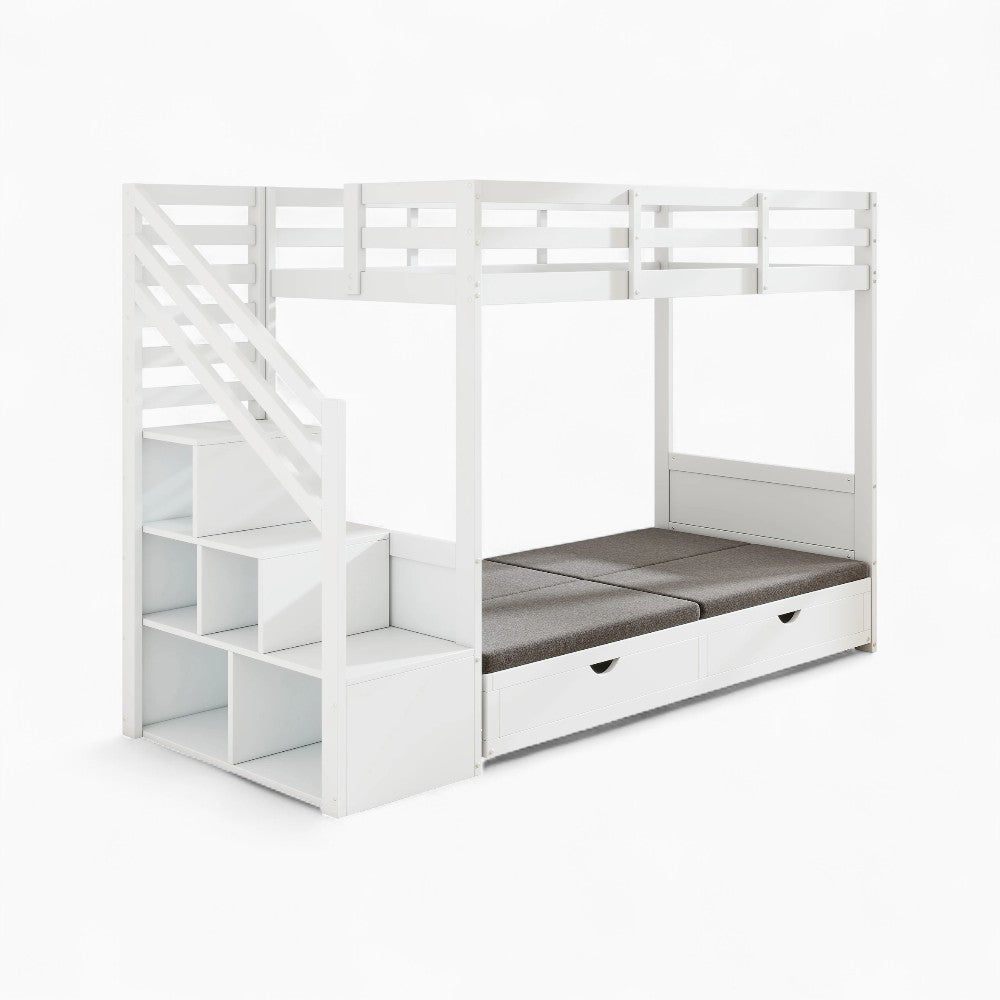 Lit Superposé Avec Bibliothèque Et Rangements - Victor