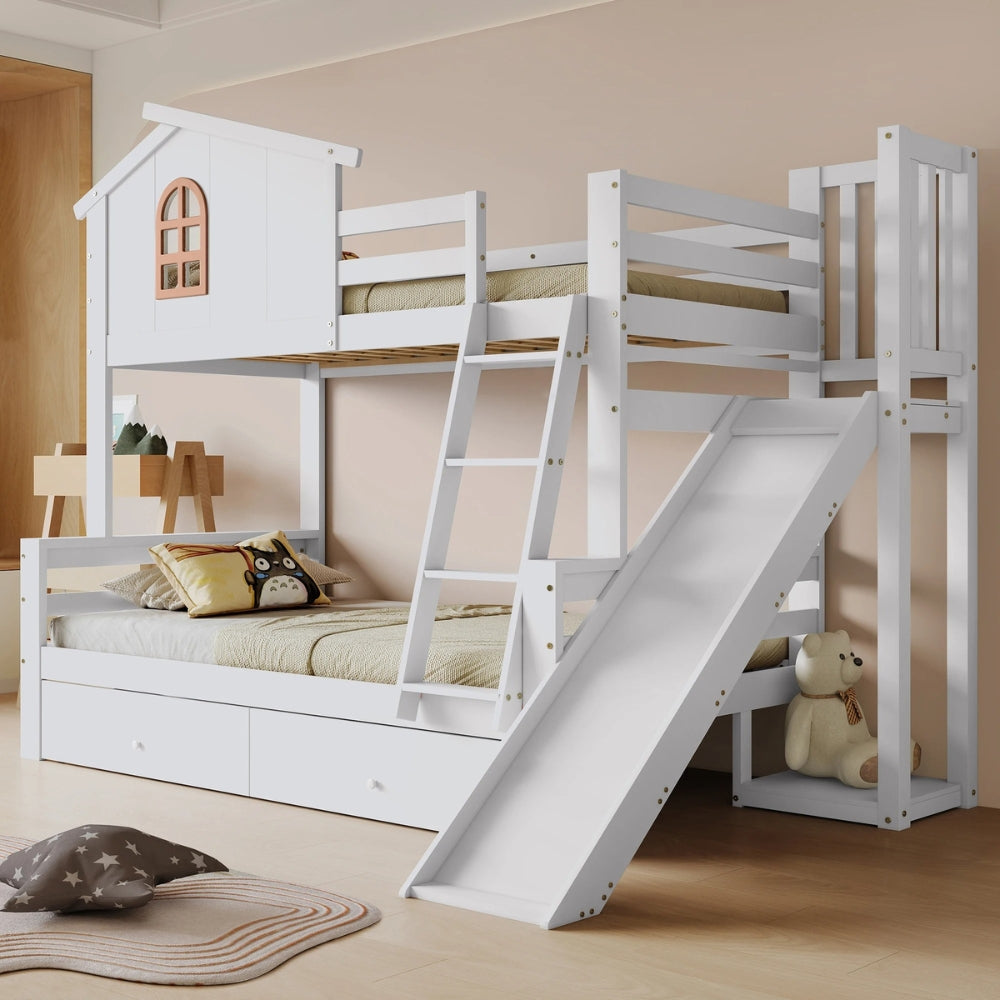 Lit Cabane Superposé Avec Toboggan - Cléo