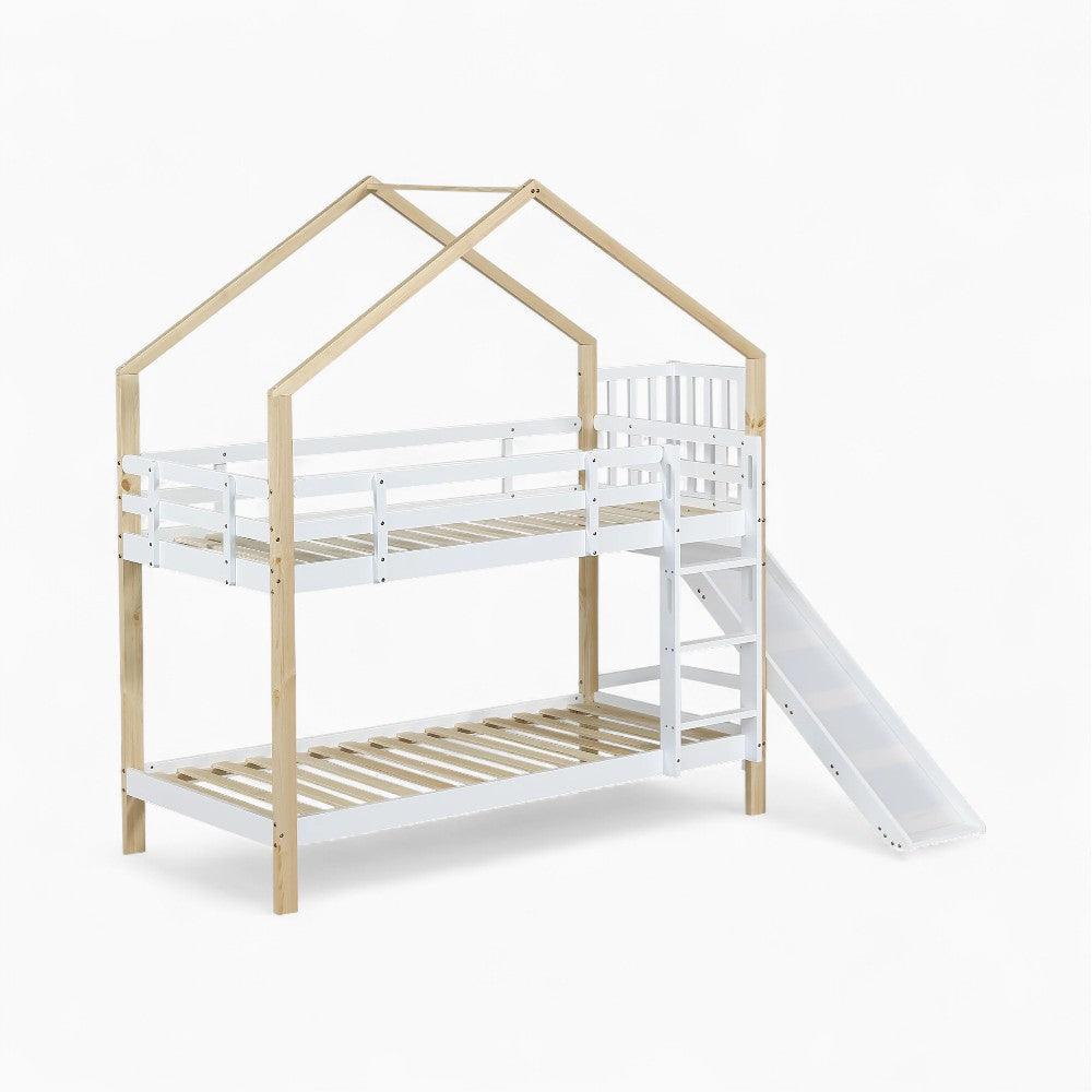 Lit Cabane Superposé Avec Toboggan - Céleste