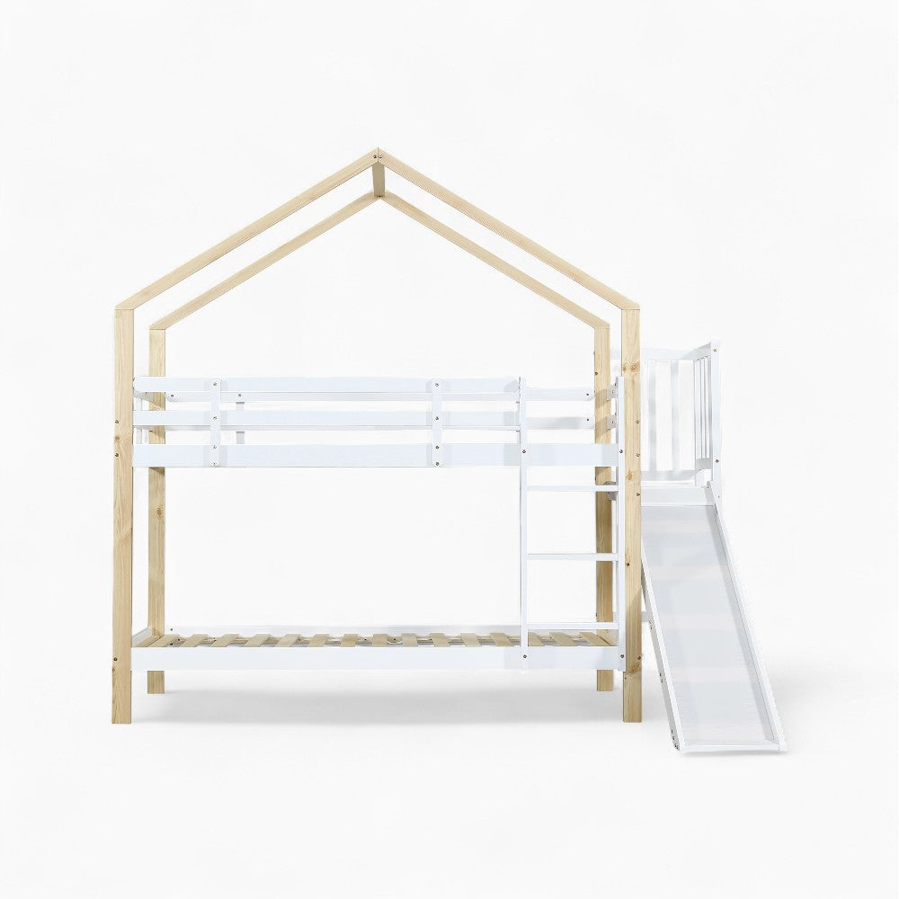 Lit Cabane Superposé Avec Toboggan - Céleste