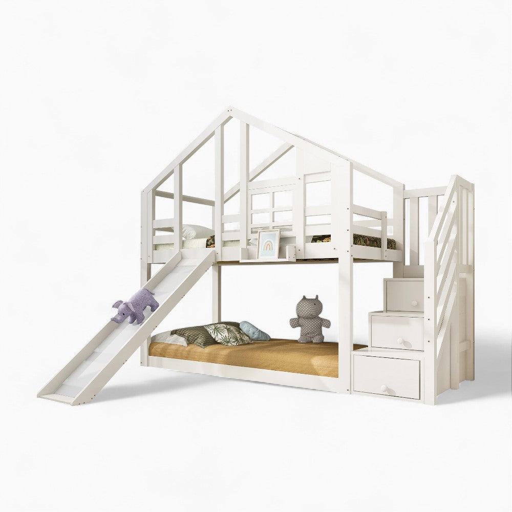 Lit Cabane Superposé Avec Toboggan - Capucine