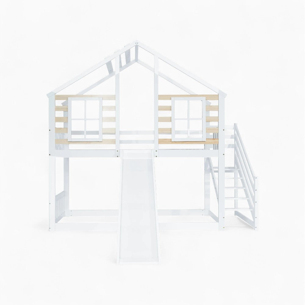 Lit Cabane Maison Superposé Avec Toboggan - Emmy