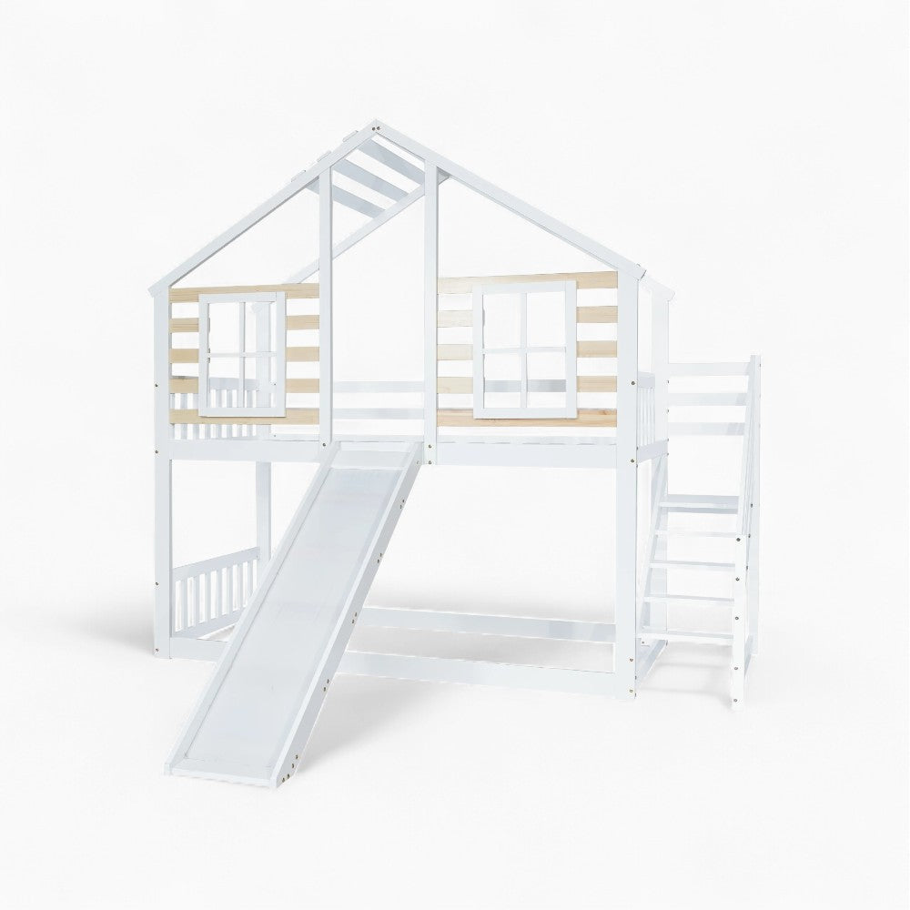 Lit Cabane Maison Superposé Avec Toboggan - Emmy