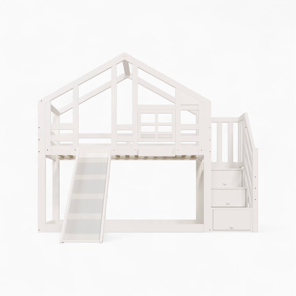 Lit Cabane Superposé Avec Toboggan - Capucine