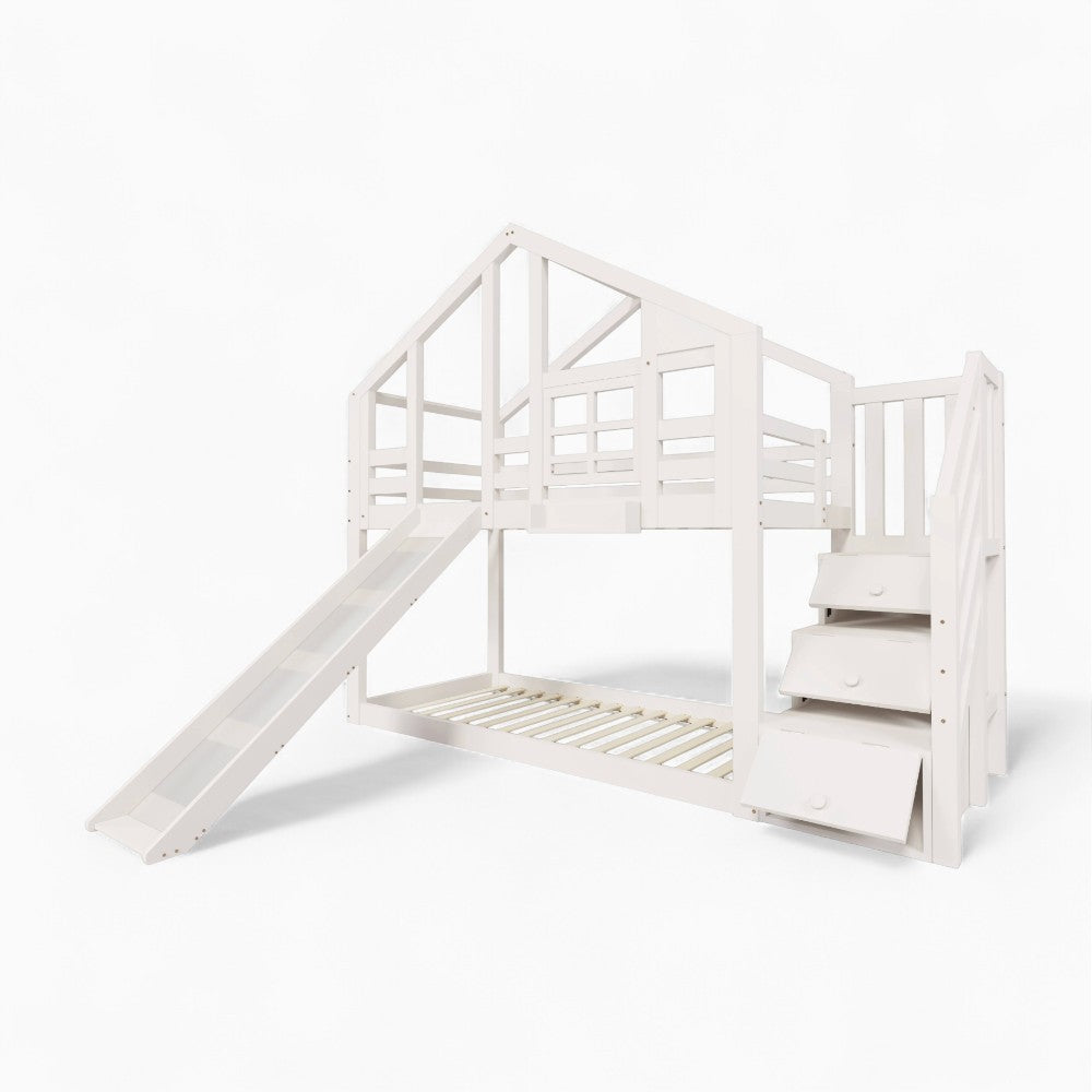 Lit Cabane Superposé Avec Toboggan - Capucine