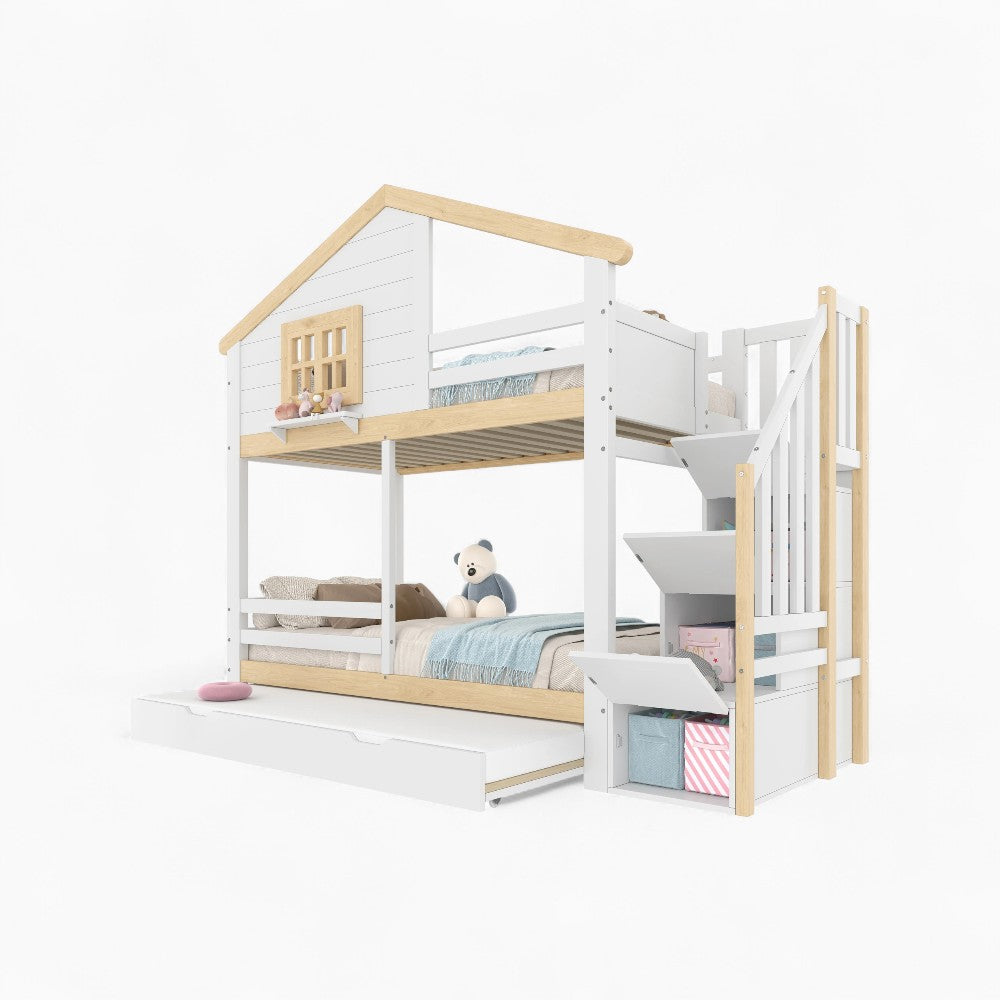 Lit Cabane Superposé Avec Rangements - Lilou