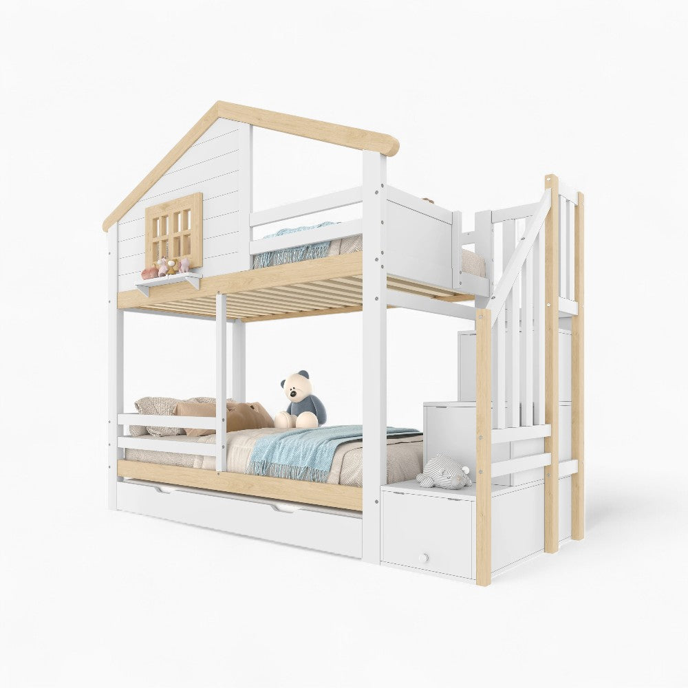 Lit Cabane Superposé Avec Rangements - Lilou