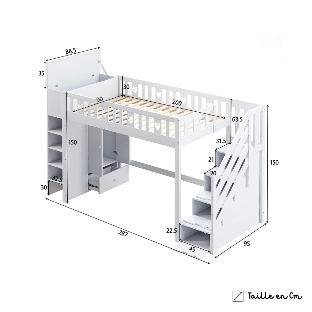 Lit En Hauteur Avec Rangements - Noémie