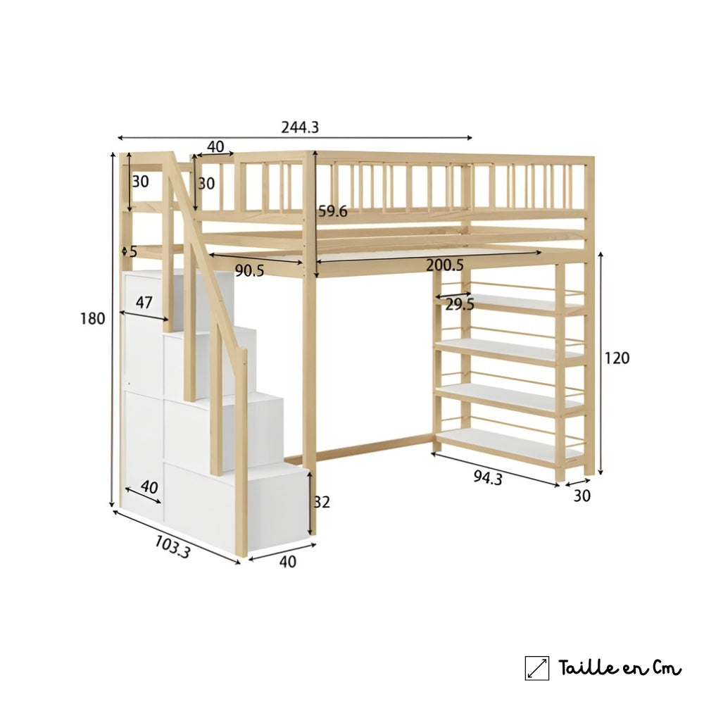 Lit En Hauteur Avec Rangements - Andréa