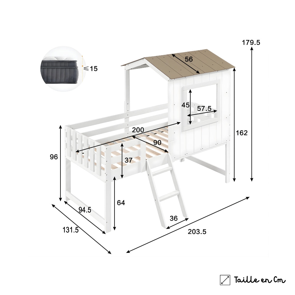 Lit Cabane Avec Bibliothèque - Émile