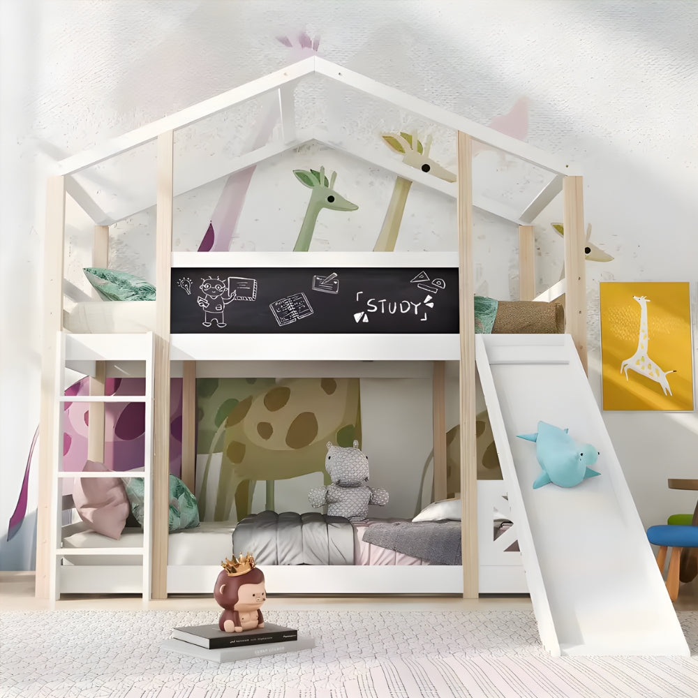 Lit Cabane Superposé Avec Toboggan - Élisa