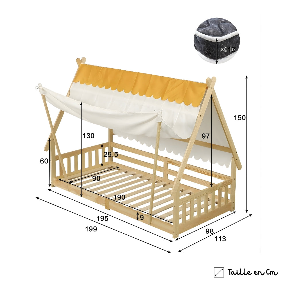 Lit Cabane En Bois Naturel - Elias