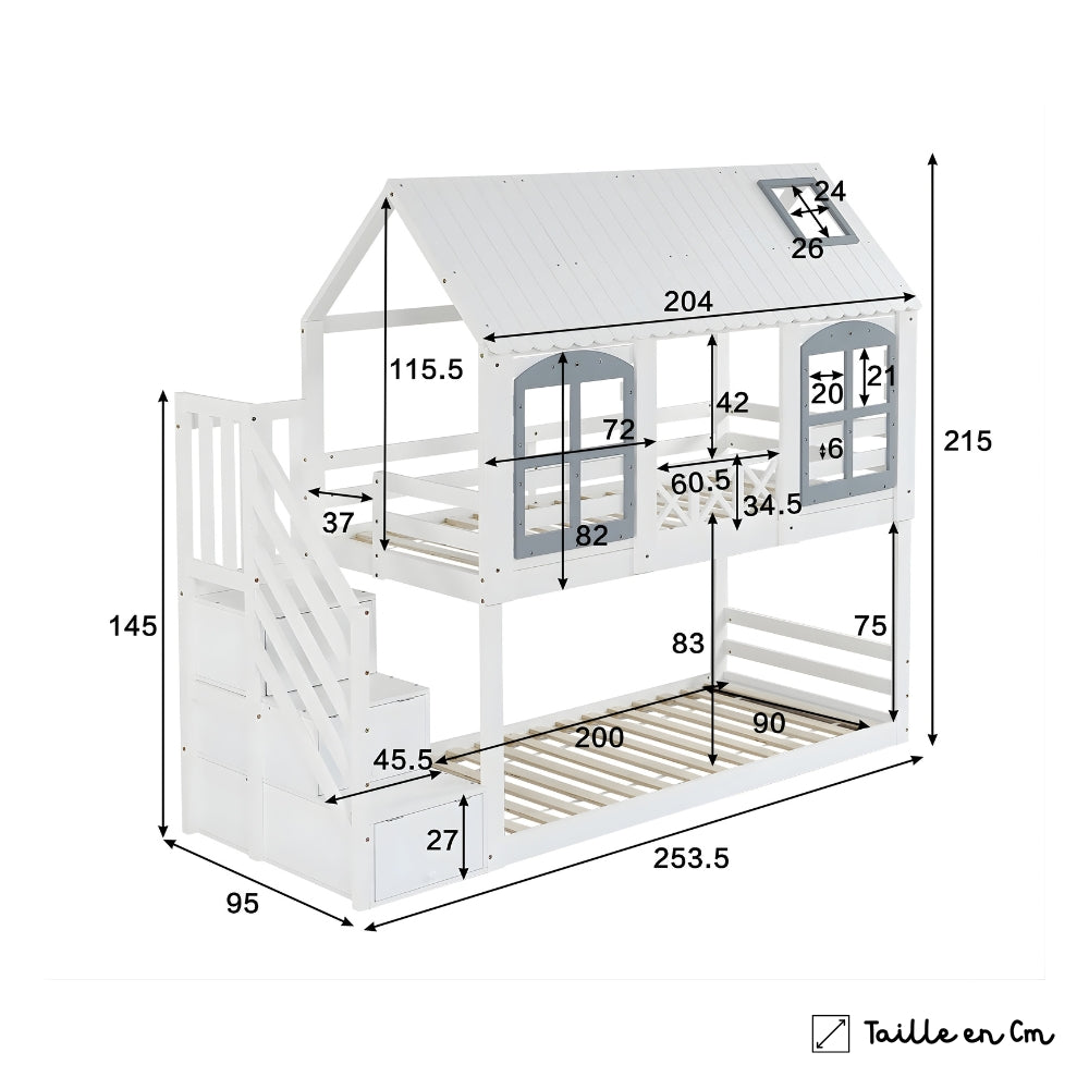 Lit Cabane Maison Superposé - Arsène