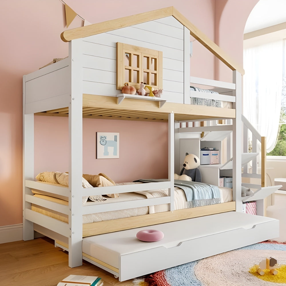 Lit Cabane Superposé Avec Rangements - Lilou