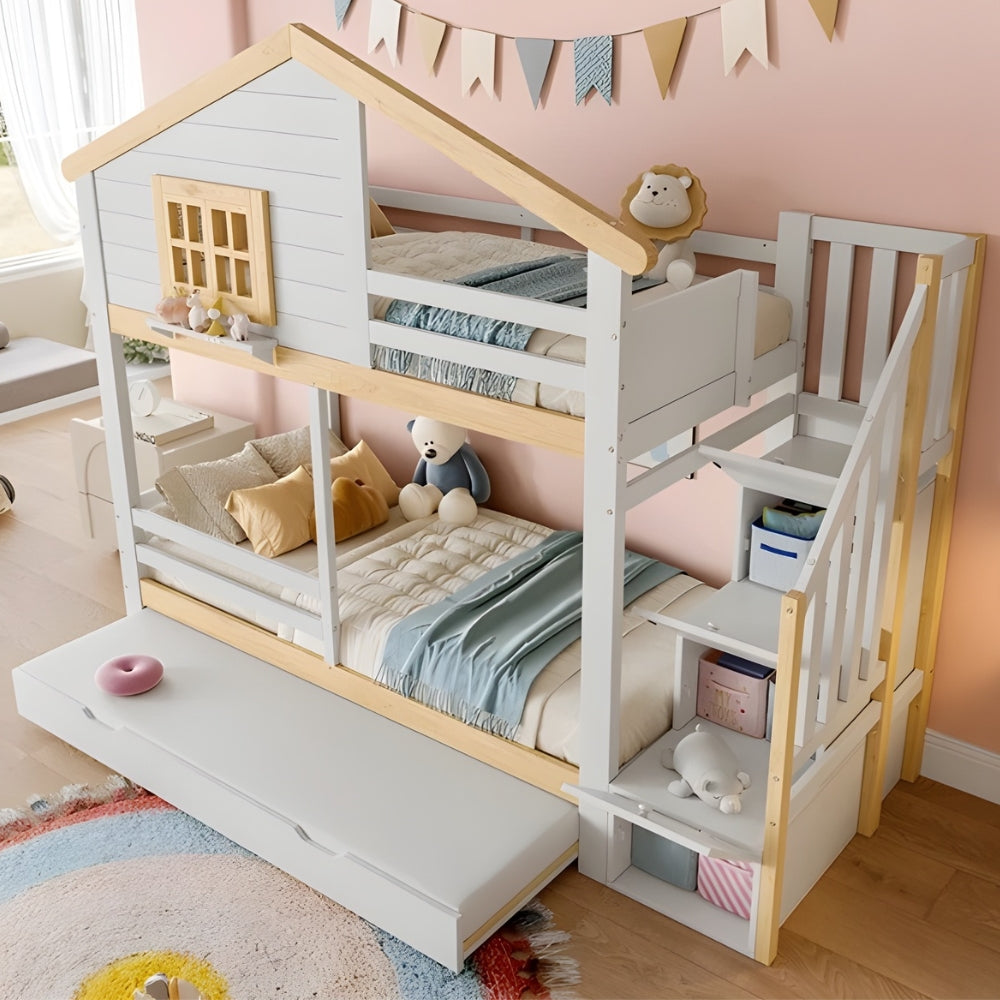 Lit Cabane Superposé Avec Rangements - Lilou