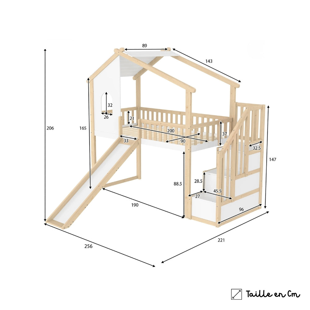 Lit Cabane Toboggan Et Escaliers - Léo