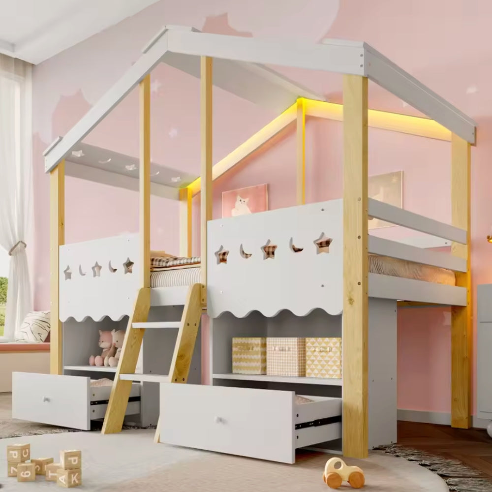 Lit Cabane Avec Rangements Intégrés - Agathe