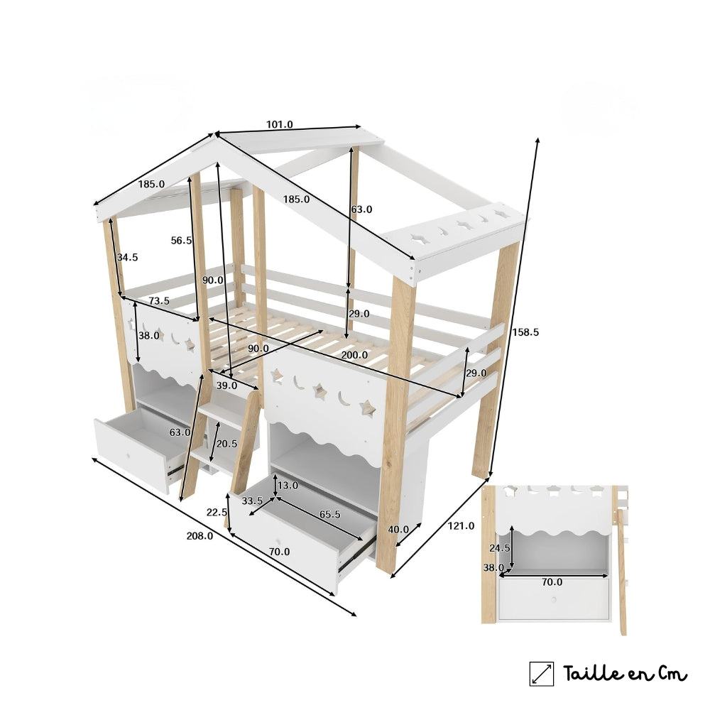 Lit Cabane Avec Rangements Intégrés - Agathe