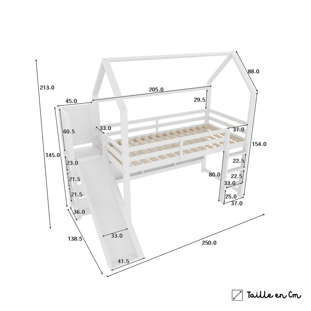 Lit Cabane Haut Avec Toboggan - Charlie
