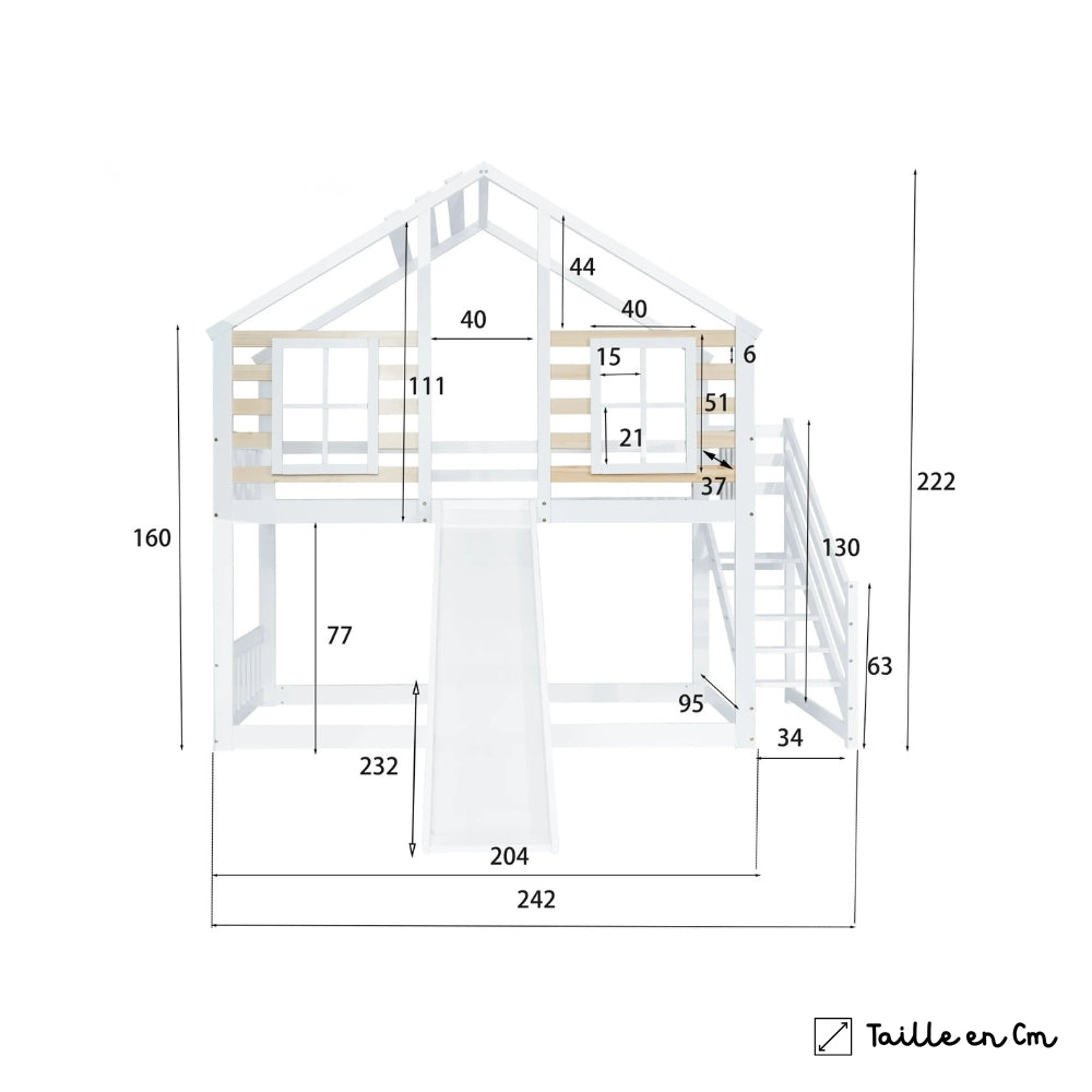 Lit Cabane Maison Superposé Avec Toboggan - Emmy