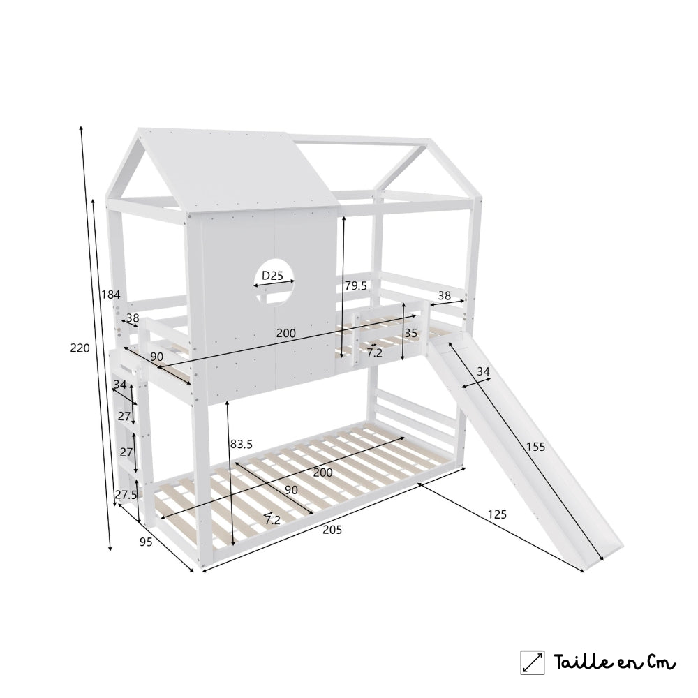 Lit Cabane Superposé Avec Toboggan - Sacha