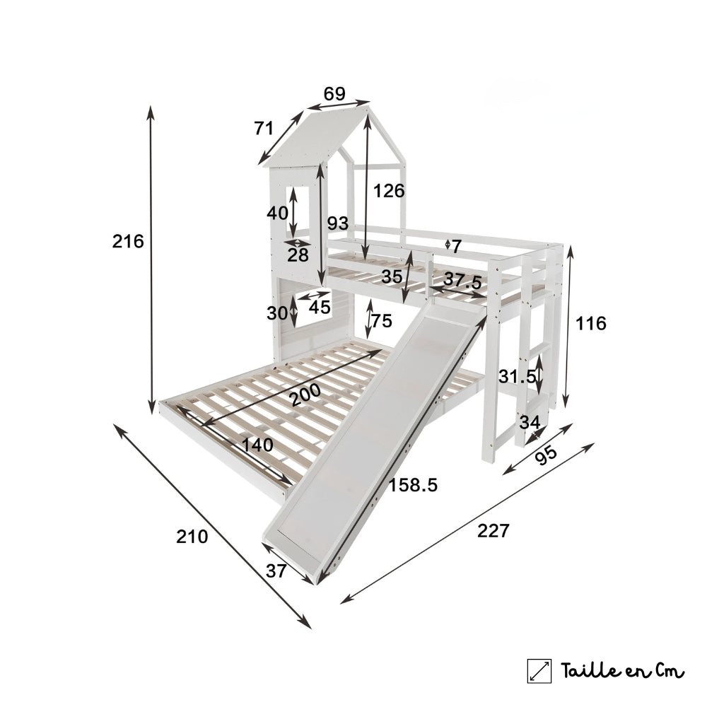Lit Cabane Superposé Avec Toboggan - Alice