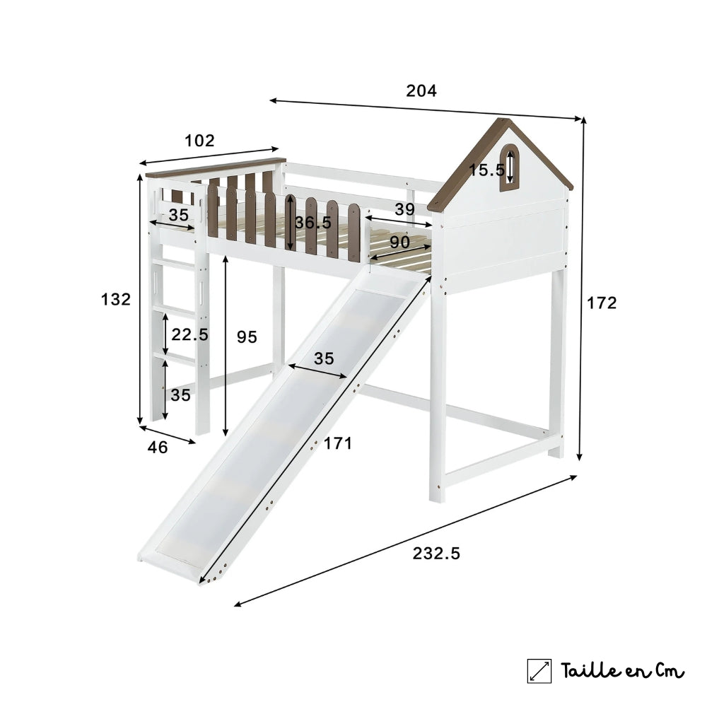 Lit Cabane En Hauteur Avec Toboggan - Timéo