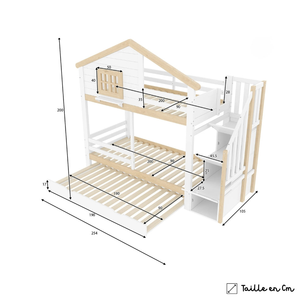 Lit Cabane Superposé Avec Rangements - Lilou