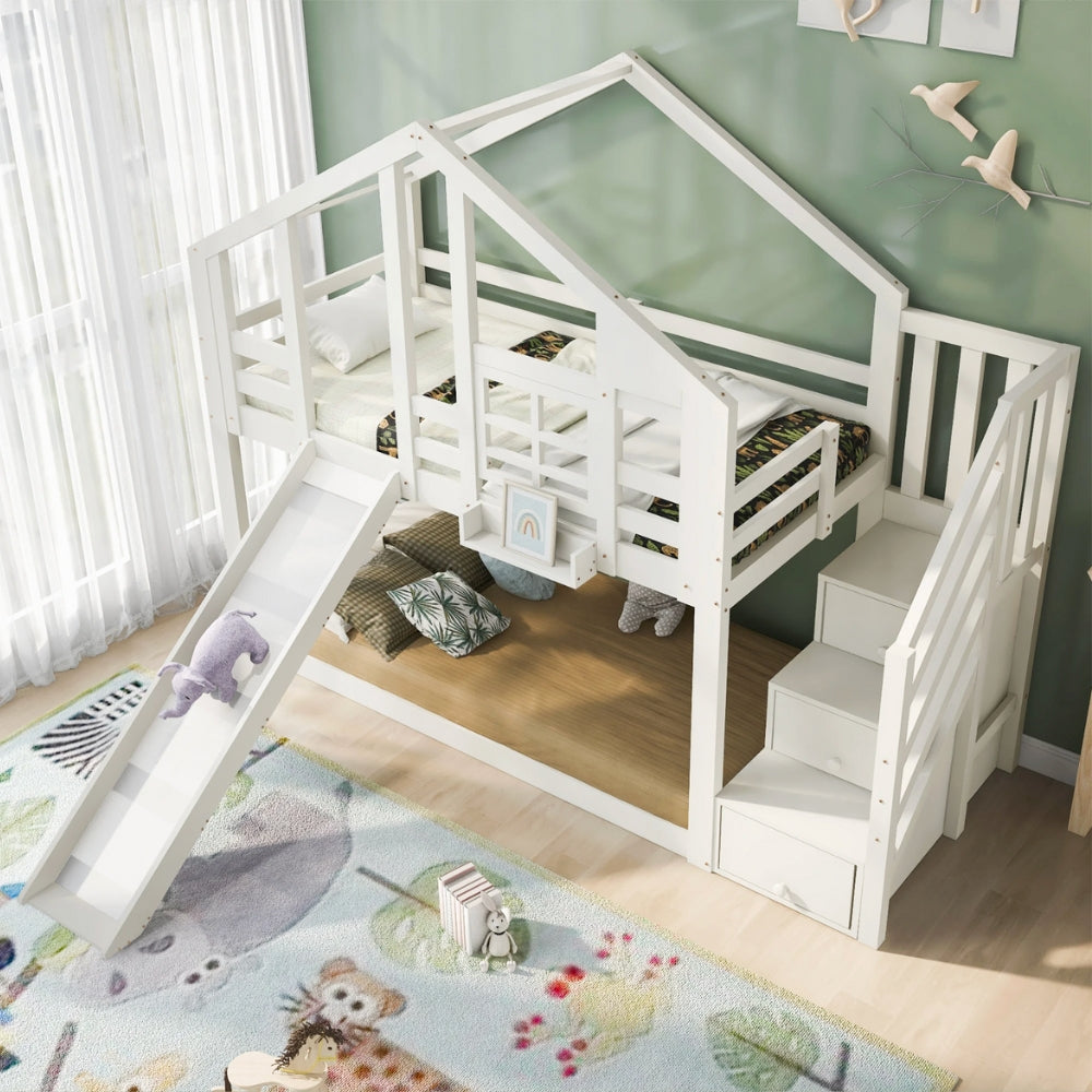 Lit Cabane Superposé Avec Toboggan - Capucine