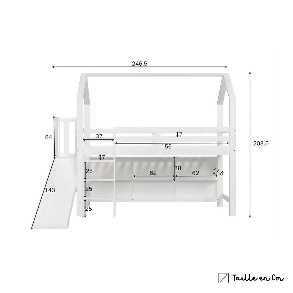 Lit Cabane En Hauteur Avec Toboggan - Lucie