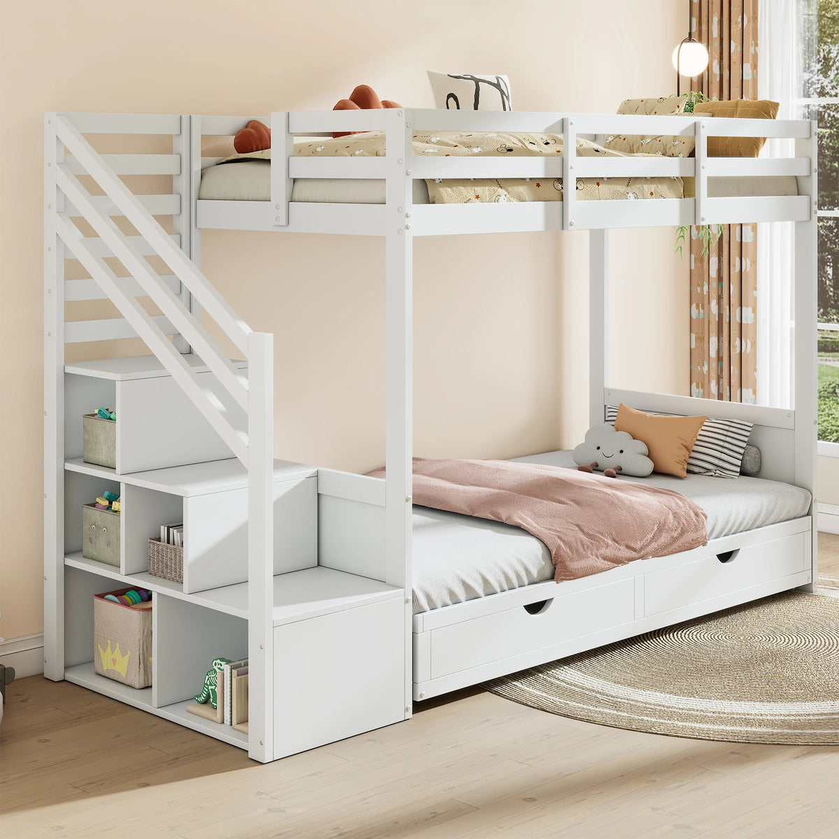 Lit Superposé Avec Bibliothèque Et Rangements - Victor