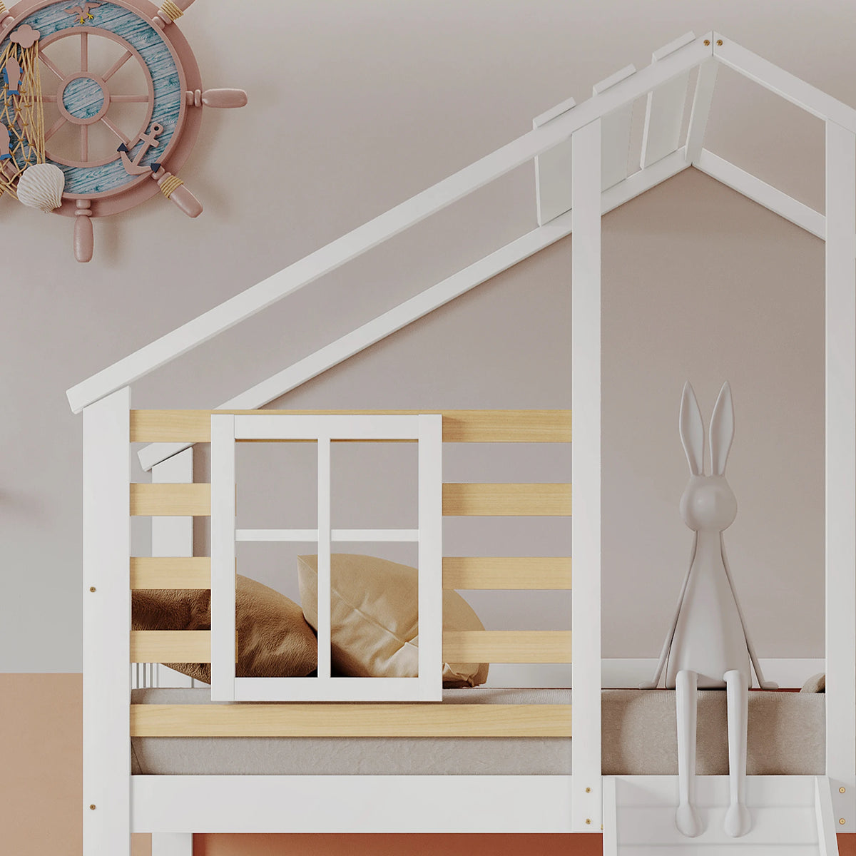 Lit Cabane Maison Superposé Avec Toboggan - Emmy