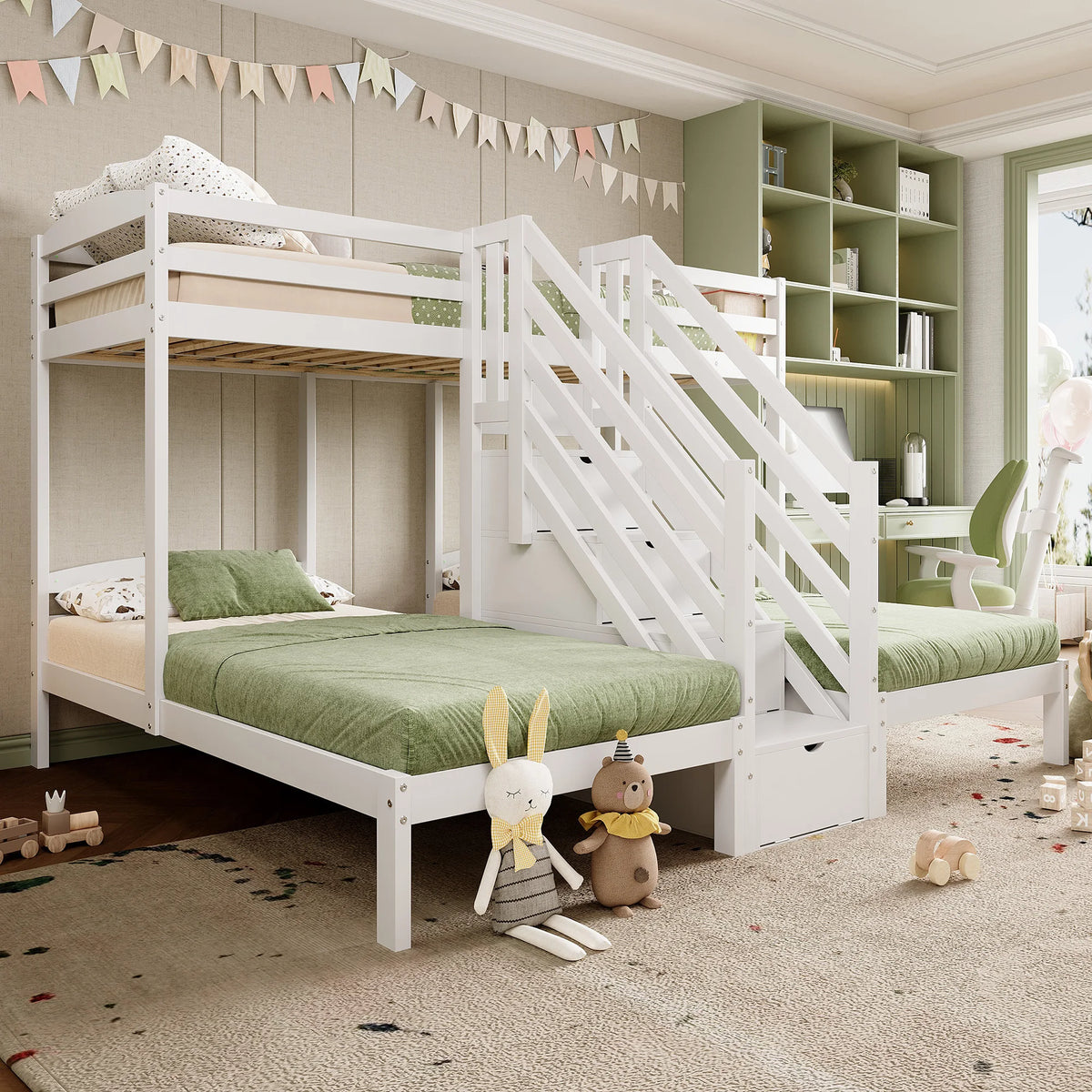 Lit Superposé 3 Couchages Avec Rangements - Mathilde