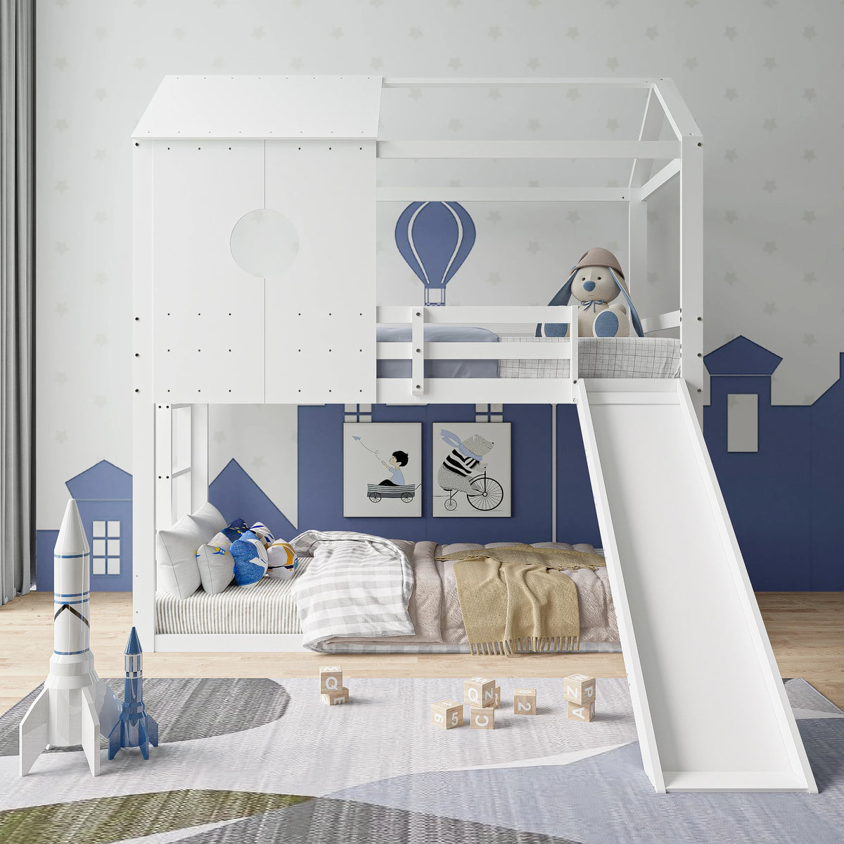 Lit Cabane Superposé Avec Toboggan - Sacha