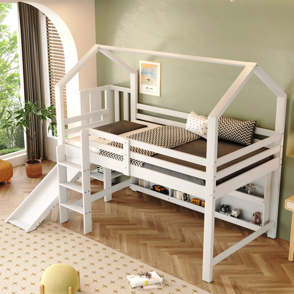 Lit Cabane En Hauteur Avec Toboggan - Lucie