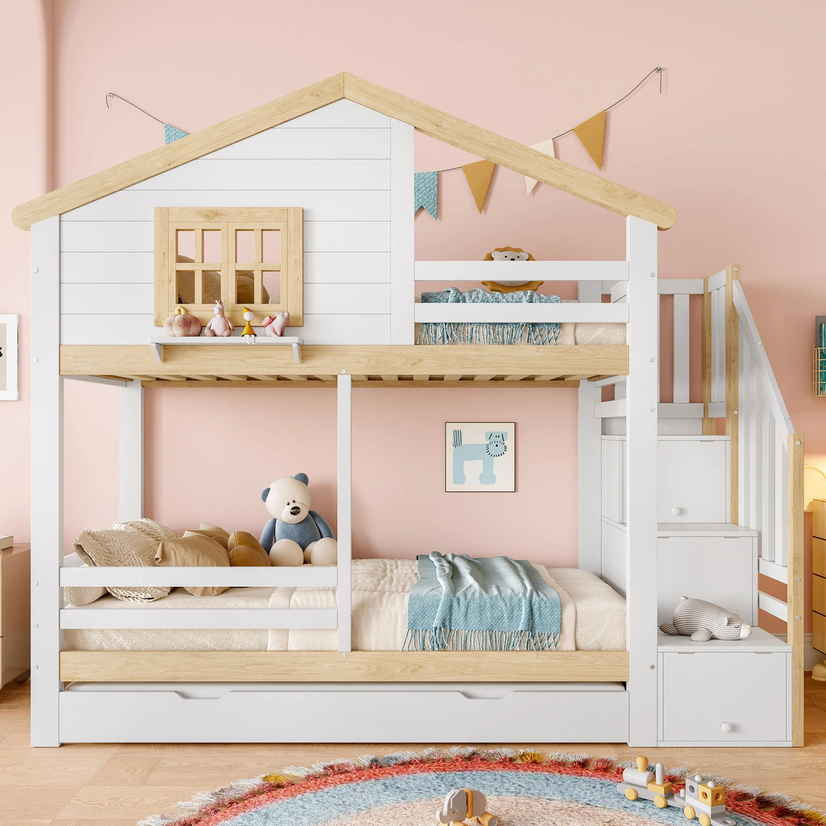 Lit Cabane Superposé Avec Rangements - Lilou