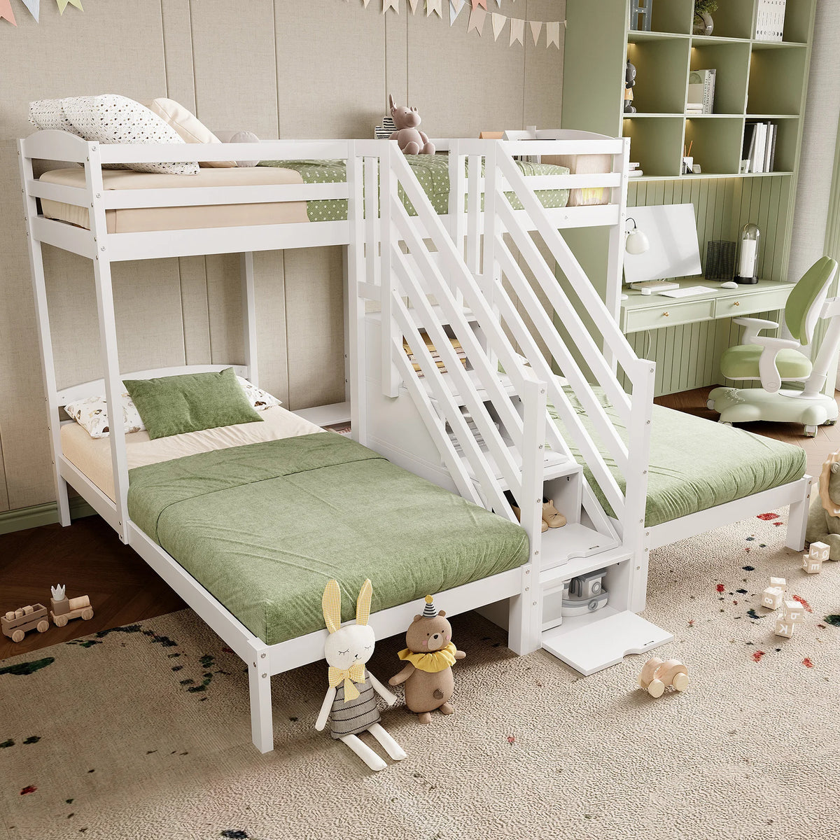 Lit Superposé 3 Couchages Avec Rangements - Mathilde