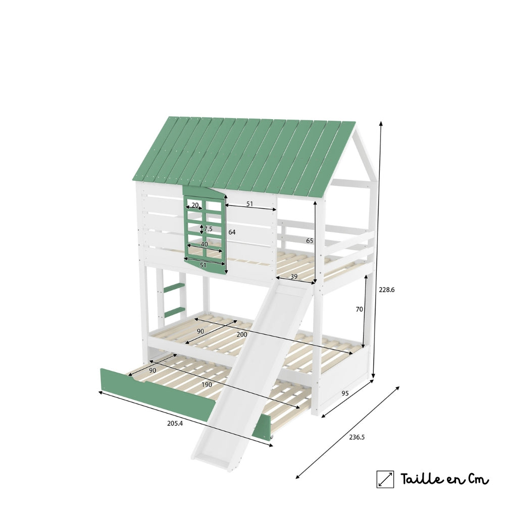 Lit Cabane Superposé Avec Toboggan - Jules
